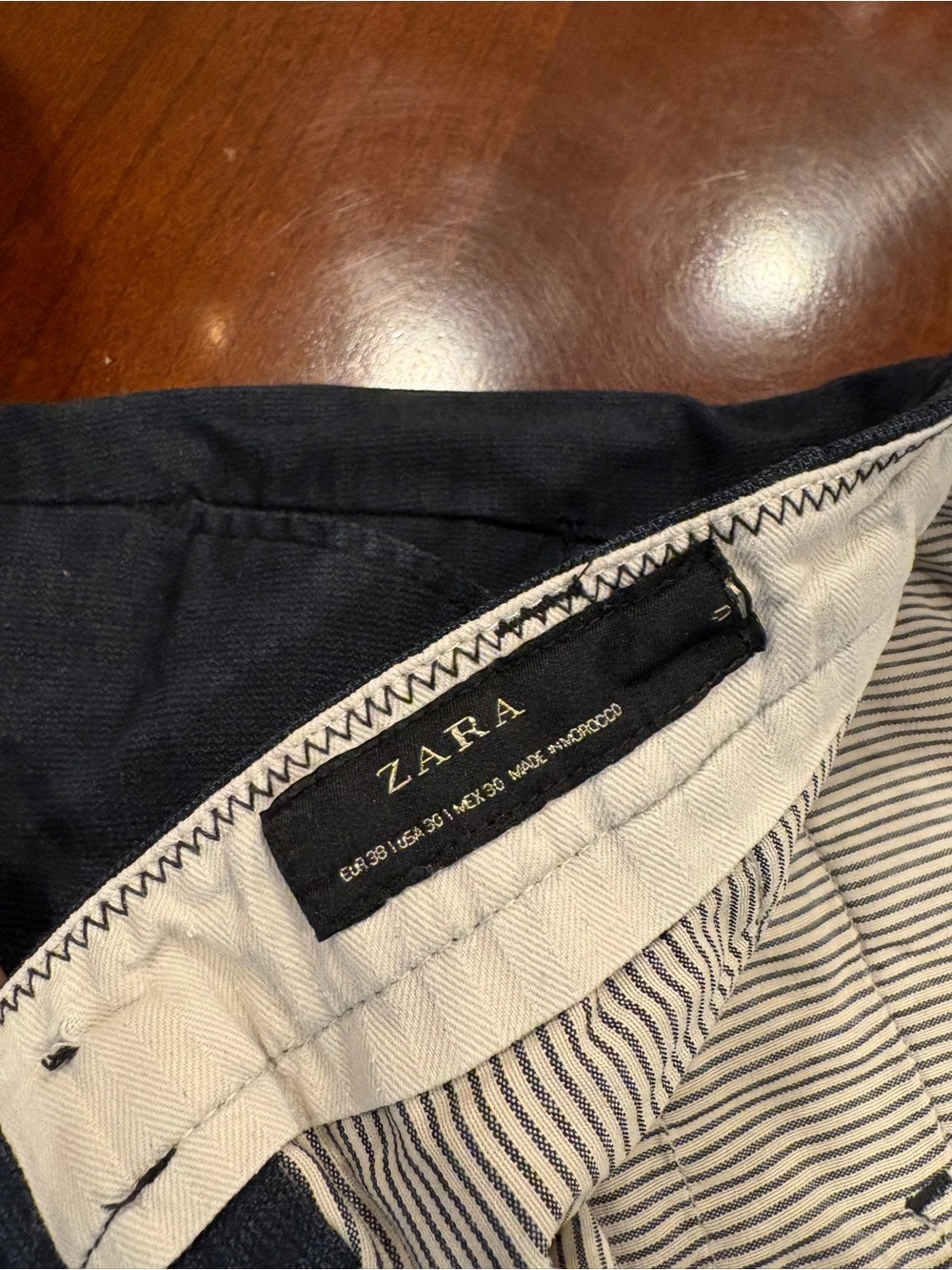 Zara Navy Textured Dress Shorts
